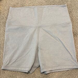 Gray High-Rise Bike Shorts with Stretchy Fit